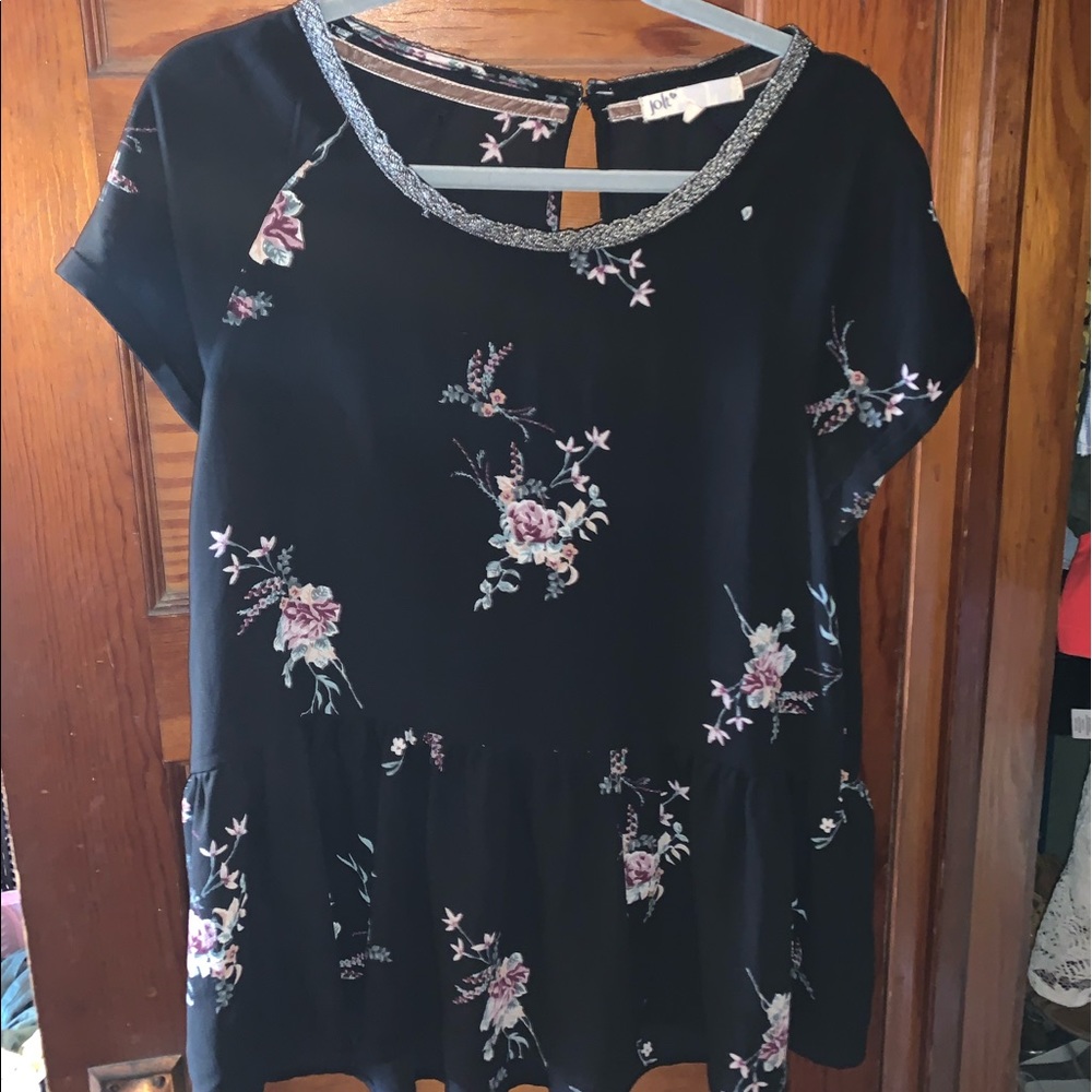 Black floral babydoll shirt